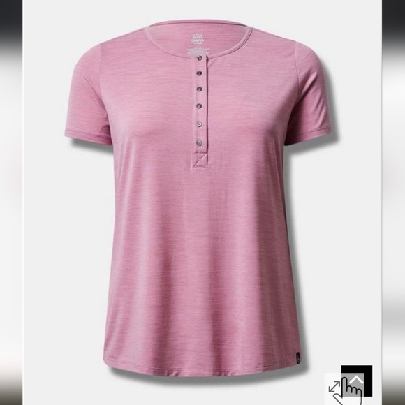 Happy Camper Lyocell Henley Short Sleeve active Tee plus size 5x - Picture 3 of 10